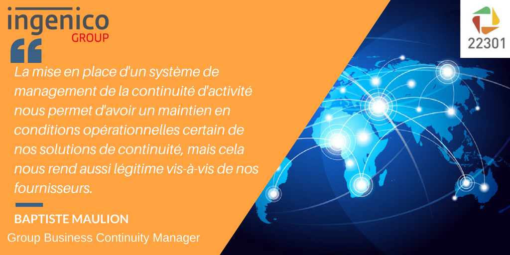 ISO22301_Club's tweet photo. Quels sont les gains réels suite à l'obtention d'une certification #ISO22301 ? Le témoignage @ingenico @BaptisteMaulion à la #conference du @ISO22301_Club #BusinessContinuity #gescrise https://t.co/EU6qhIpSBs