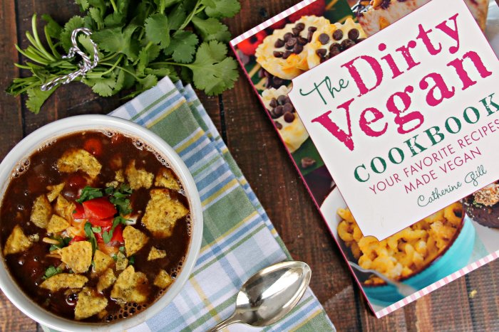 If you have wanted to try a #vegan recipe but were a bit timid, don't be! Look at that Loaded Black Bean Soup! With <a href="/thedirtyvegan/">Catherine Grace</a> cookbook you will be making vegan meals like a pro! Enter to win a copy in this #giveaway bit.ly/2veganblackbea… #Sweepstakes