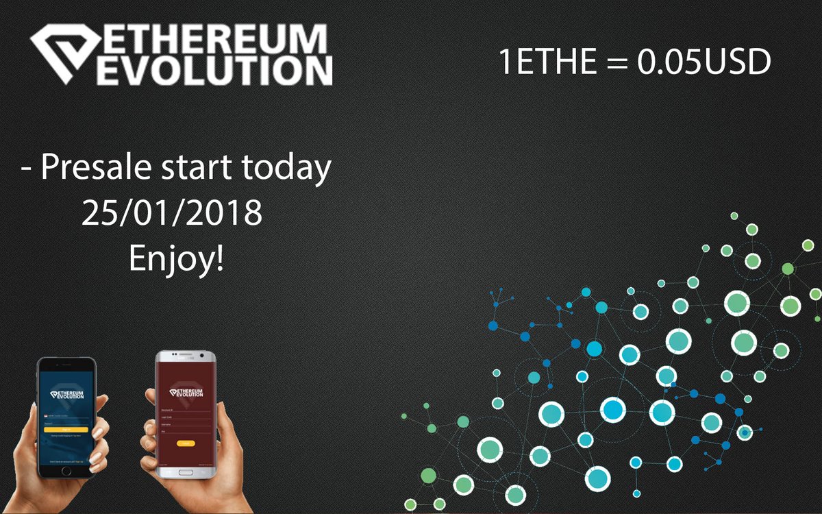 EthEvolution's tweet image. ethereumevolution.eu
New Coin ICO Launch 25/01/2018.
1 ETHE Price = 0.05$
1 Share = 50$ (For Reward Contact Us)
Earn Unlimited Money with ETHE Coin.
Don't miss or Ignore it.
Ethereum Evolution NEW Online Monetary System.