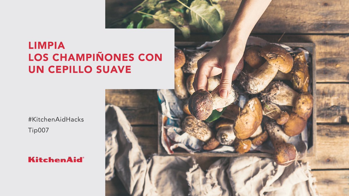 KitchenAidMex's tweet photo. Ya que al limpiarlos con agua la absorben y pierden su aroma y sabor característico. #KitchenAidHacks https://t.co/1ZDsjy05Sz
