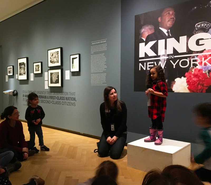 MuseumofCityNY's tweet photo. Need a mid-week pick-me-up? Check out these adorable toddlers in #KinginNY learning about #MLK's legacy and how to use your voice to spread kindness and ♥️. Noah gave a speech abt his 2 moms, &amp; Dylan celebrated being a big sister + giving lots of hugs. #toocute https://t.co/xCyr9gY82q