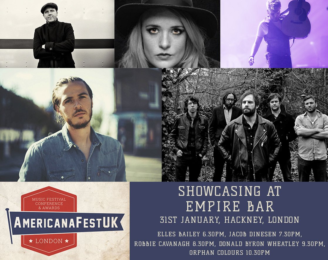 Americana Music UK (@theamauk) on Twitter photo SHOWCASING AT <a href="/theempirebarldn/">The Empire Bar</a> on Wednesday 31st January: <a href="/EllesBailey/">Elles Bailey</a> @Dinesen_Music <a href="/robbiecavanagh/">Robbie Cavanagh</a> <a href="/DonBWheatley/">DonaldByronWheatley</a> <a href="/OrphanColours/">Orphan Colours</a> - Plan your night at #AmericanaFestUK 2018
Tickets here: ow.ly/6Xe130hXj7M SHOWCASING AT <a href="/theempirebarldn/">The Empire Bar</a> on Wednesday 31st January: <a href="/EllesBailey/">Elles Bailey</a> @Dinesen_Music <a href="/robbiecavanagh/">Robbie Cavanagh</a> <a href="/DonBWheatley/">DonaldByronWheatley</a> <a href="/OrphanColours/">Orphan Colours</a> - Plan your night at #AmericanaFestUK 2018
Tickets here: ow.ly/6Xe130hXj7M