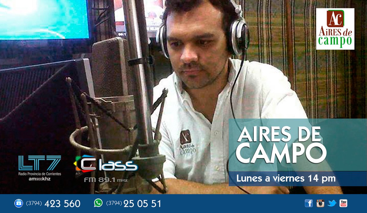 LT7Noticias's tweet photo. AHORA ➡ #AiresDeCampo Con @emontgaillard y @LizzRodriiguez Toda la info del Agro en #Corrientes y el NEA #RadioLT7 dúplex con #FmClass 89.1 https://t.co/q9jcn6qgxp