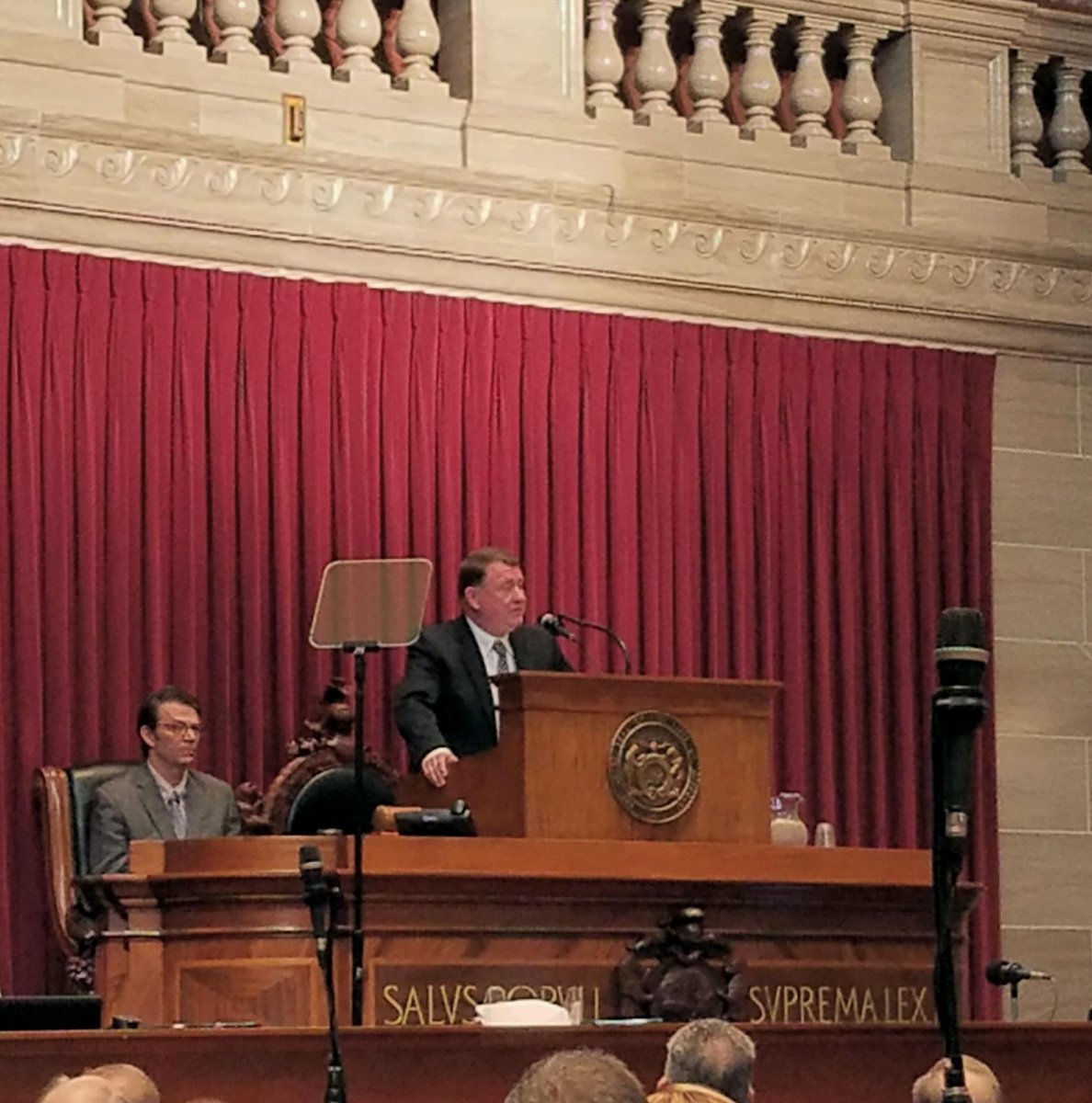 KevinCorlew's tweet photo. Good to hear from Chief Justice Zel Fischer on the State of the Judiciary. Grateful to our state's judges for their service to our justice system. #MoLeg #SOTJ @MOcourts #MoCourts #MoSCt https://t.co/V0eu9PMfqc
