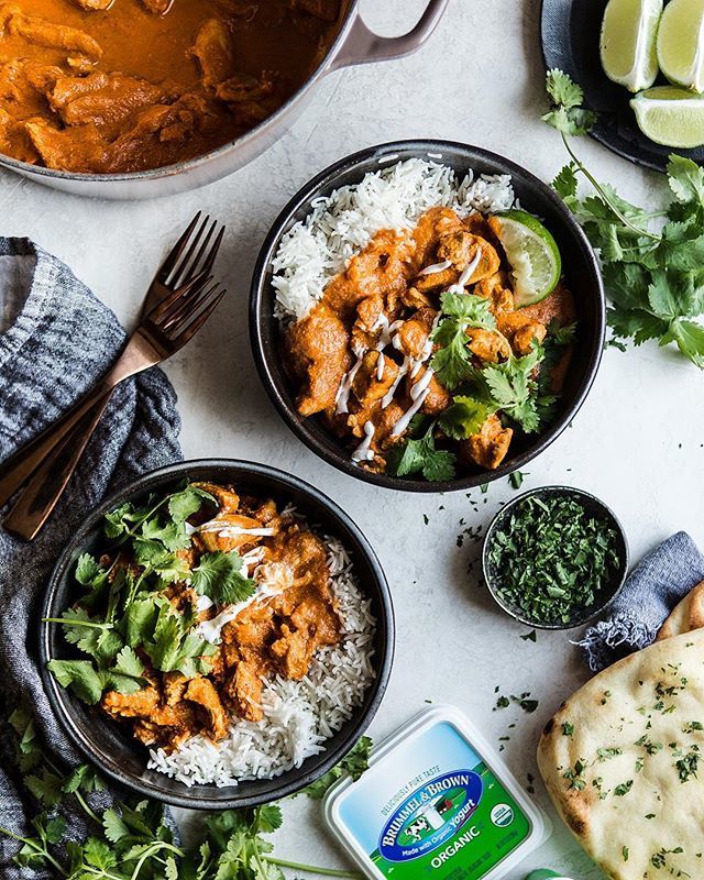 Almost 4 weeks into the New Year and feeling so good. In partnership with <a href="/brummelandbrown/">Brummel & Brown</a> + <a href="/TheFeedFeed/">The Feed Feed</a>, I will never give up my love for rich foods, but you better believe I am in love with recipes like this Butter Chicken, that are full of flavor and help me make quick a…
