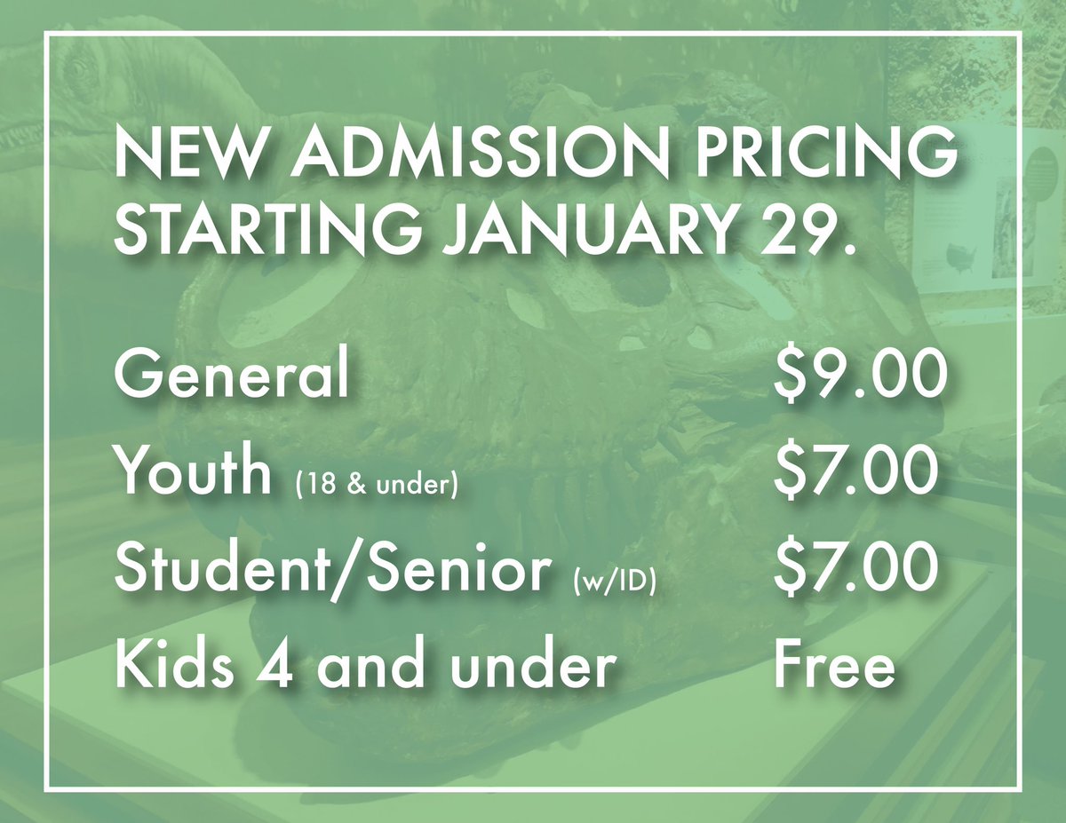 alfpaleo's tweet photo. The Alf Museum is growing! 

In order to best provide our community with outstanding educational programs and events, the museum admission fee is changing on January 29. We're also introducing discounted student and senior admission rates, and kids 4 and under are always free! https://t.co/zYpJ1vLGXP