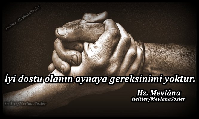 "İyi dostu olanın aynaya gereksinimi yoktur."

Hz. Mevlâna