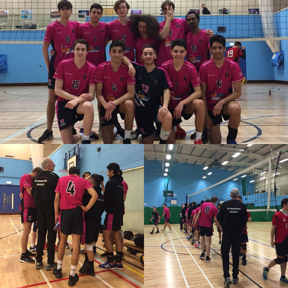 VICTORY!! 🏐🏐
Trent men's 1st show a dominant performance in their 3-0 victory over Aston Uni!! 
#DigSetSmash #BriusePink #ProudtobePink