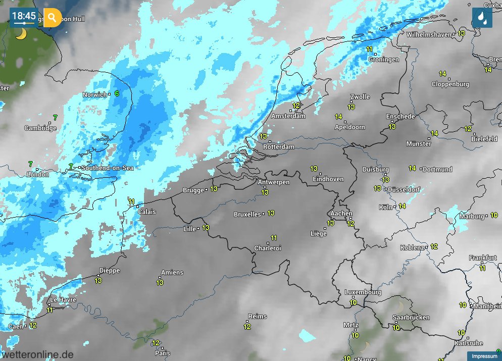 NoodweerBenelux's tweet image. Komende uren nadert vanuit het westen een #koudefront. Dat betekent het einde van de zeer hoge temperaturen voor de tijd van het jaar. Er kunnen tijdens de passage van de buien windstoten tot 70 km/u ontstaan. #verkeer #avond