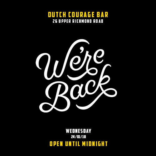 DutchCourageBar's tweet photo. We are back:) and #HappyHour is still on 🍸
#Wandsworth #Putney #cocktails #CraftBeer https://t.co/cXWIlvCOJL