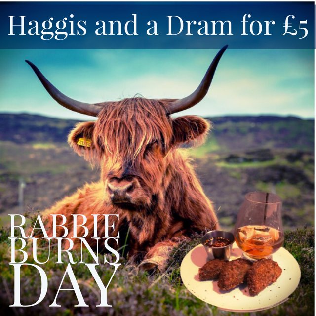 Haggis and a Dram £5 this Thursday – Sunday in memory of the bard. #Edinburgh #BurnsDay