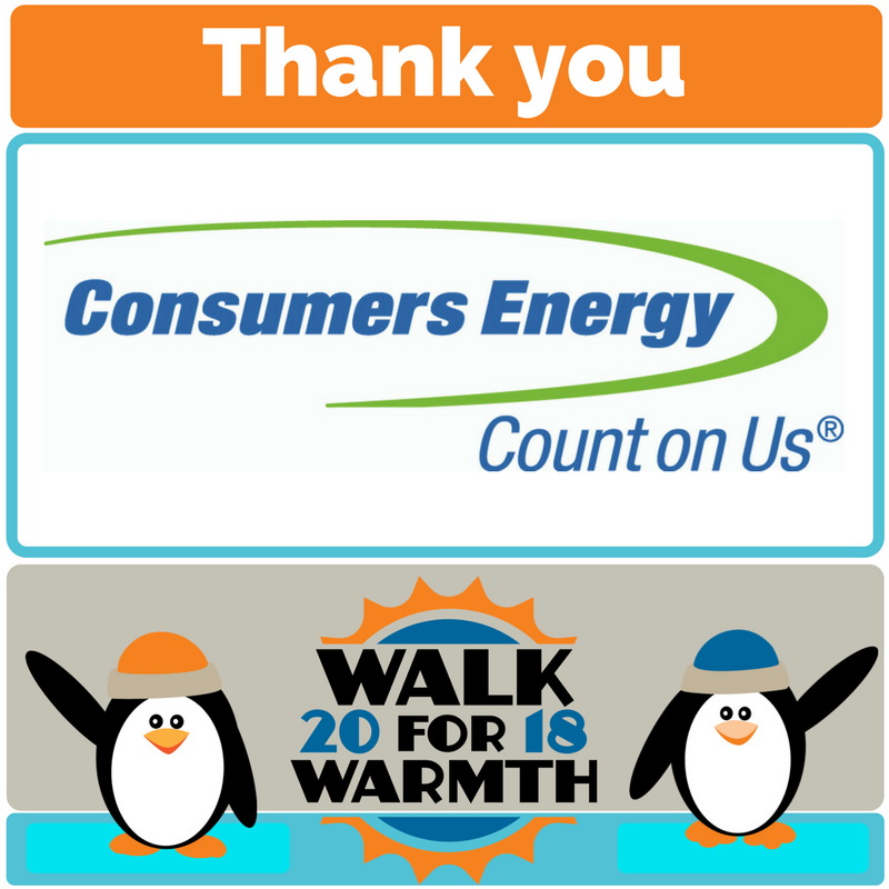 OLHSACommAction's tweet photo. Thank you Consumers Energy for being a gold level sponsor of Walk for Warmth Oakland! #WalkforWarmth2018 #OLHSA https://t.co/hwYJ84HNcf