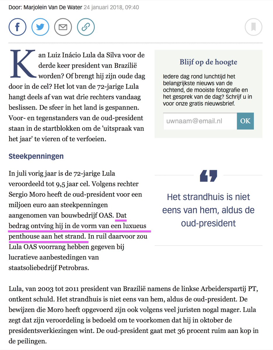 TruthHitsEvery1's tweet photo. De Braziliaanse oud-president Lula kreeg vandaag in hoger beroep 9,5 jaar gevangenisstraf oa wegens het aannemen van een luxueus appartement aan zee...

In NL noemt #Pechtold zijn geschonken penthouse een privé-kwestie! https://t.co/mdNaMNrLf1