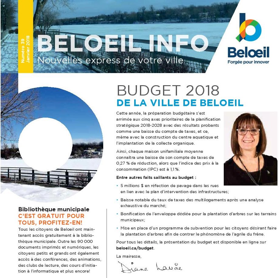La nouvelle édition du #Beloeil info dans votre boîte aux lettres au courant des prochains jours! bit.ly/2rAONx7