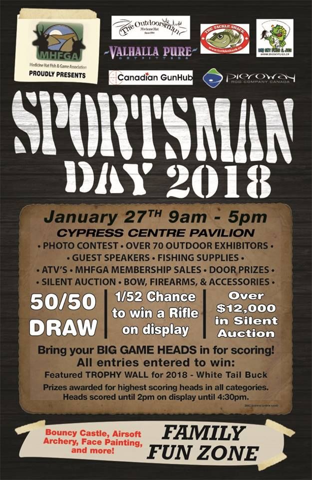 The Sportsmans Day 2018 sounds like a lot of fun!  Be sure to check it out on Saturday, January 27th at the Cypress Centre Pavilion. <a href="/MHStampede/">MHStampede</a> #medhat #sportsmansday buff.ly/2E0rmQ9
