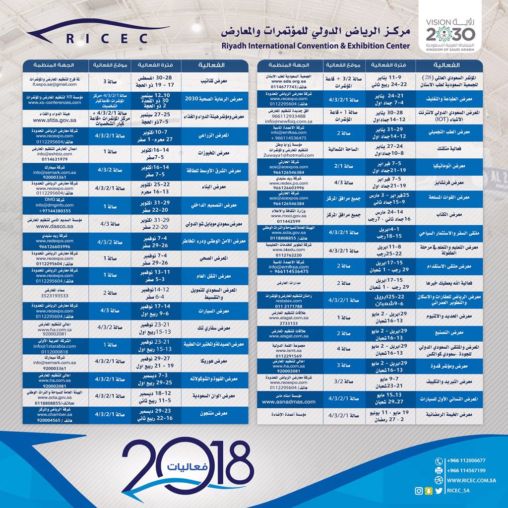 مركز الرياض الدولي للمؤتمرات والمعارض En Twitter 2018 تقويم الأحداث كل ما عليك فعله هو حفظه في المفضلة.