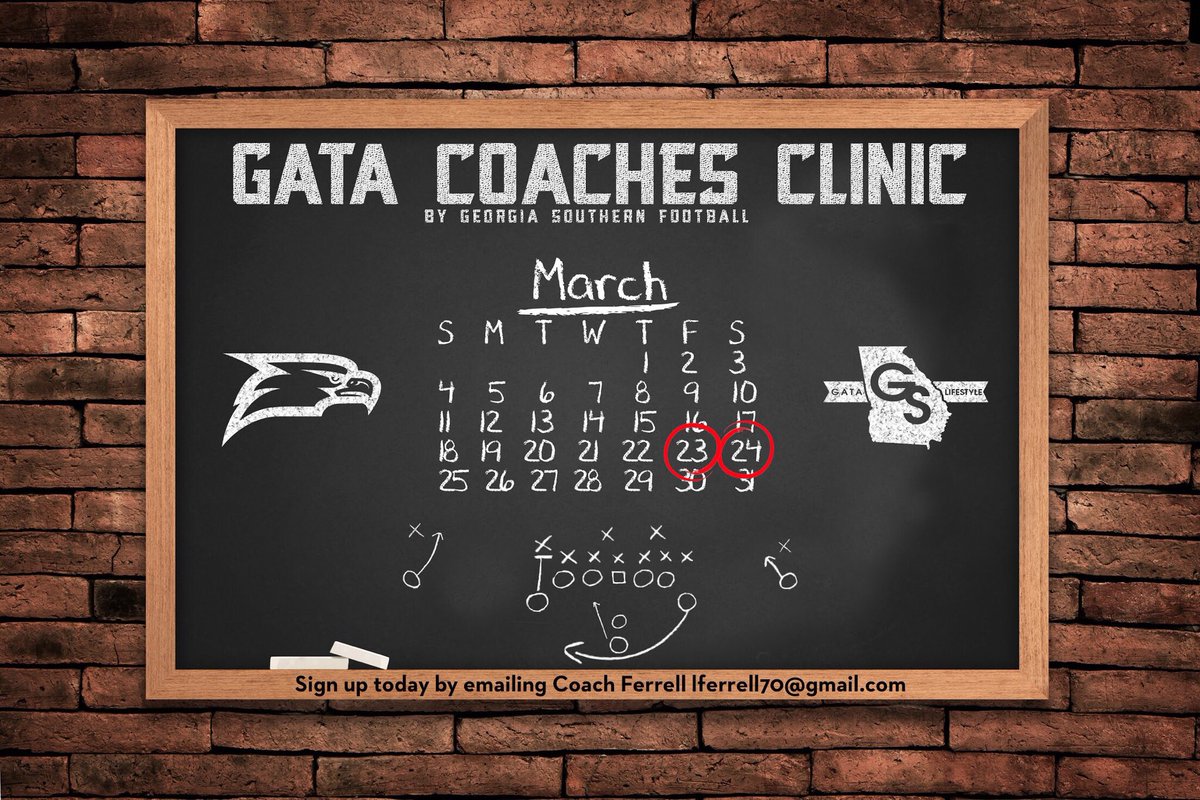 Mark your Calendars &amp; Save the Date for the GATA Coaches Clinic presented by <a href="/EFAA_GATA/">EFAA</a> #HailSouthern