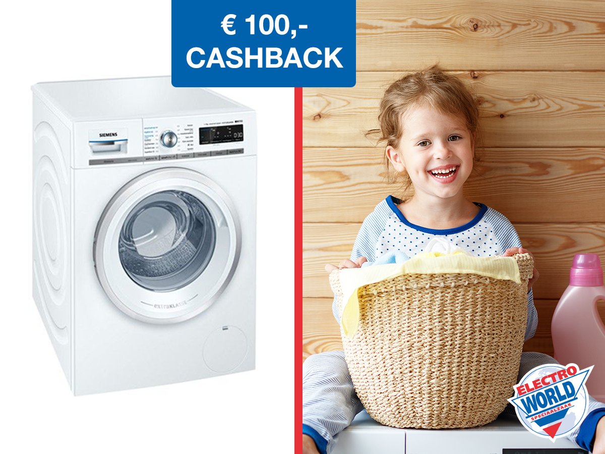 Een kind kan de was doen! Naja bijna dan. Met deze Siemens Sensofresh met extra grote trommel was je alles perfect schoon. Nu met € 100,- cashback.