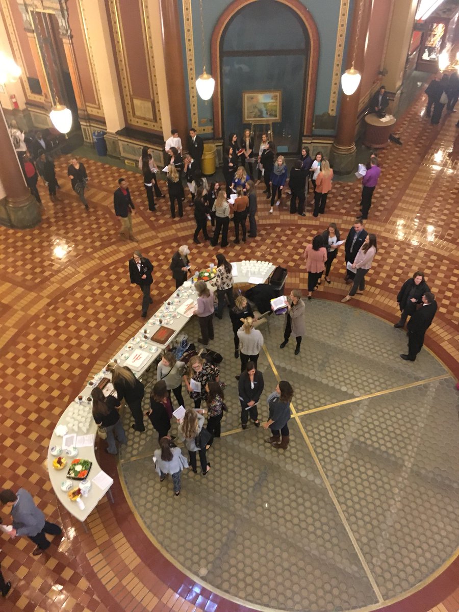 IowaOTassoc's tweet photo. Occupational Therapy professionals gathering in the rotunda to meet with State Senators and Representatives #OTHillDay @iowasenate @IAHouseGOP @iowademocrats https://t.co/2m5g49UXPr