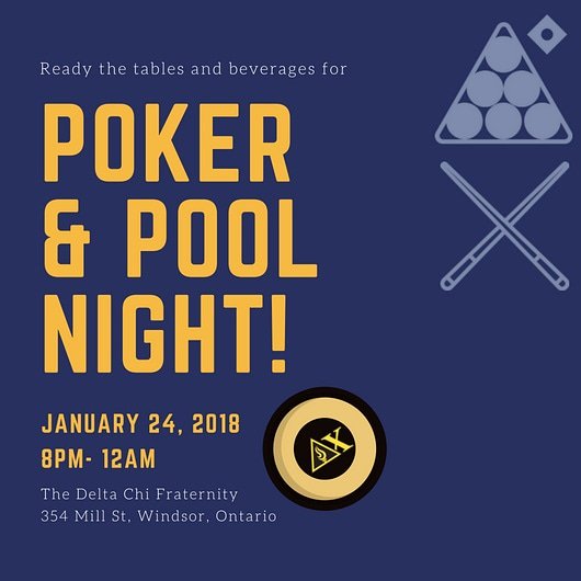 DeltaChiWindsor's tweet photo. Come out tonight and meet some brothers and show off your poker and pool skills https://t.co/0MDHv38ToS