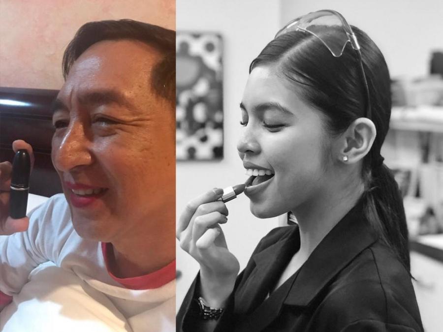 gmanetwork's tweet photo. Tatay Dub tries lipstick to support @mainedcm! LOOK: https://t.co/dnRosXnqCh https://t.co/hUDP1WRBl9
