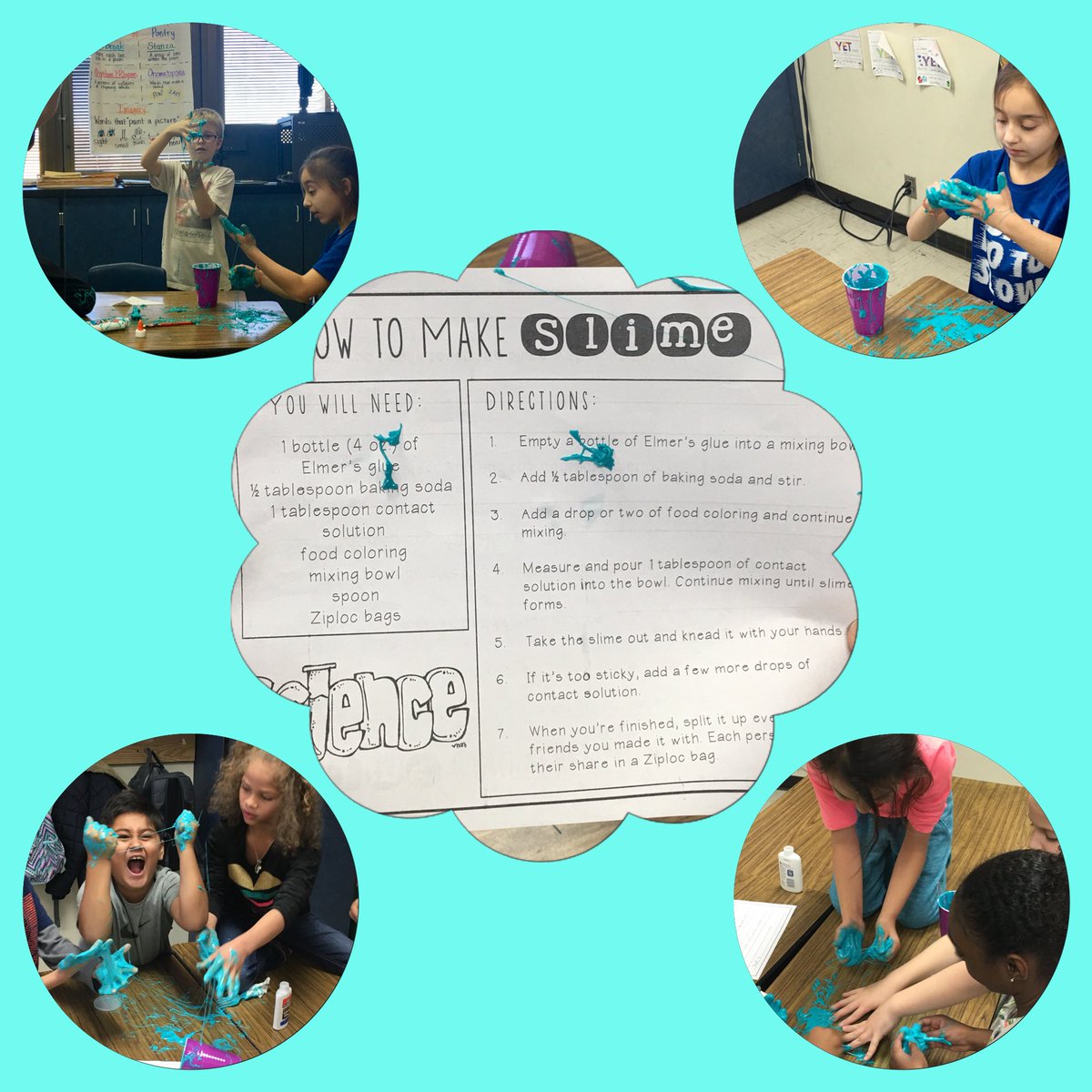 LindsAllison15's tweet photo. More procedural text practice: “How to Make Slime” #BeasleyPride #messyandfun #organizedchaos https://t.co/6vzqpsWICE
