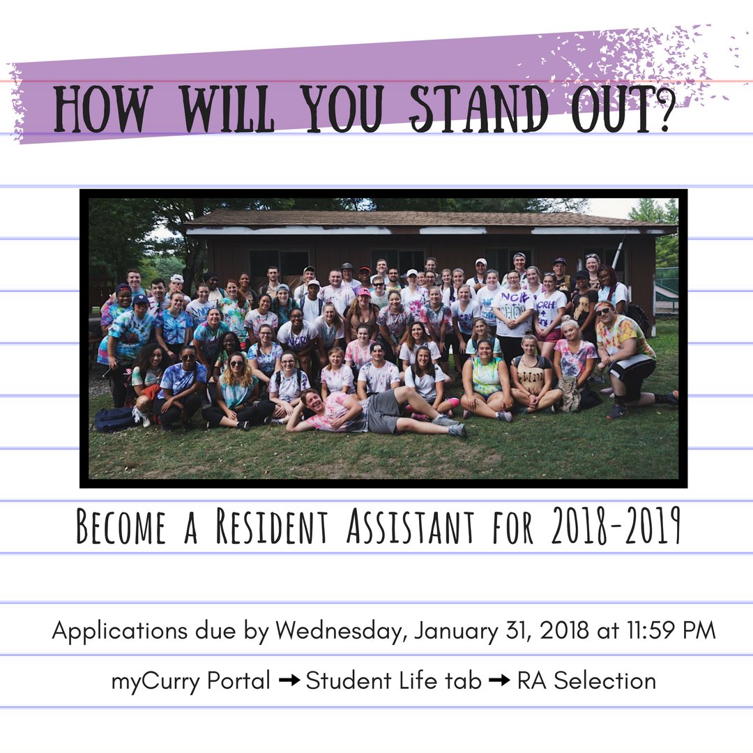 CurryResLife's tweet photo. RA Applications ate due 1 week from today! Make sure you have all components completed. Visit the Portal for more details! #ColonelsLiveHere https://t.co/l6jdqKG0SI