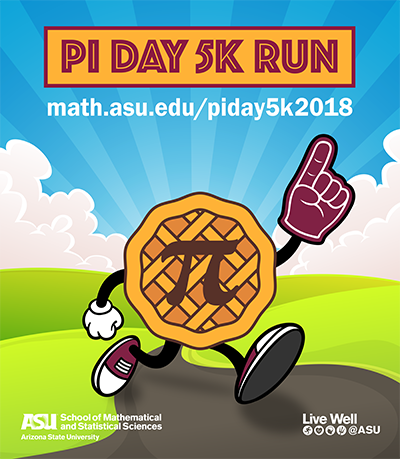 ASUMathematics's tweet photo. Who wants pi? or pie? Race around the beautiful @ASU Tempe campus for our inaugural Pi Day 5k Run on 3.14. All race finishers get a free mini pie. Registration is FREE! https://t.co/y8pGQ13gf1 #math #pi #pieisdelicious #running https://t.co/9I2BuZIrqp
