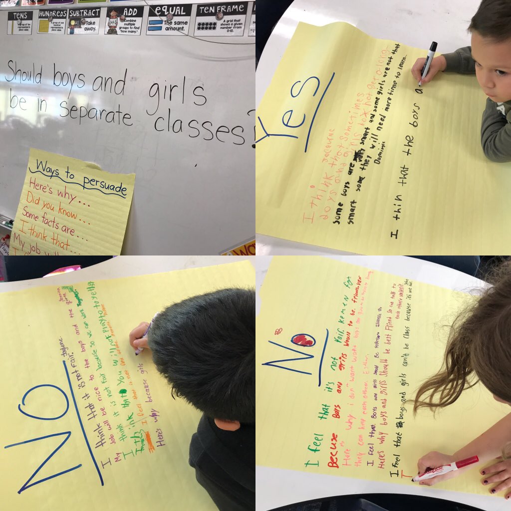 MrsTovarsClass's tweet photo. Learning about giving valid reasons to persuade a person to believe what you believe. S's loved today's Q and T loved S's thoughtful reasons why @LakelandES #LISDculture #writing #writingtopersuade https://t.co/cX4zL0YiuW