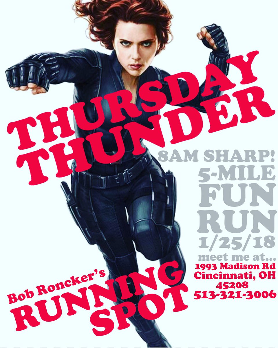 Come out to Running Spot O’Bryonville tomorrow at 8AM SHARP for #thursdaythunder a 5-Mile fun run! #obryonville #bobronckersrunningspot #funrun #trainingtobeasuperhero #fitness #running #runnersofinstagram #doit #goodtimes #getfit #cincinnatirunning #weruncincinnati #queencity