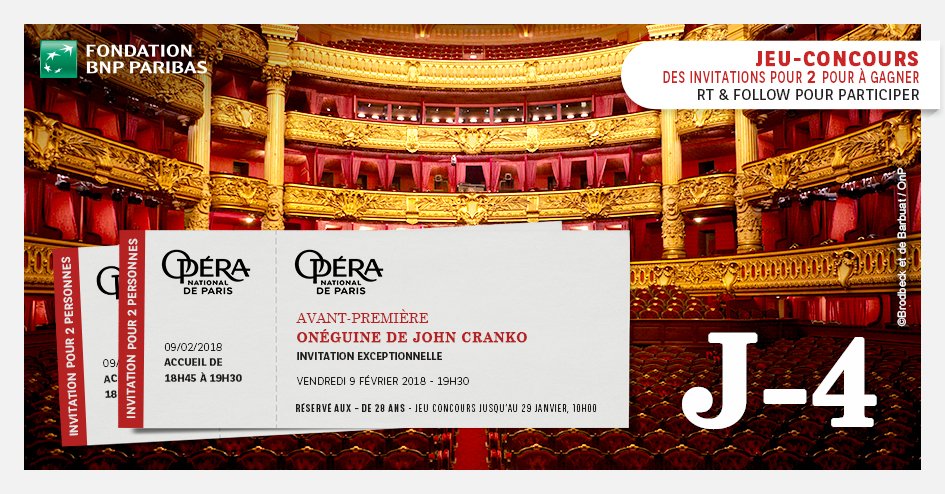 FondationBNPP's tweet image. Dernière ligne droite pour gagner votre invitation pour l’avant-première du ballet  « Onéguine » de John Cranko le 09/02/18 au Palais Garnier ! RT &amp;amp; Follow @FondationBNPP pour jouer #ONPJeunes