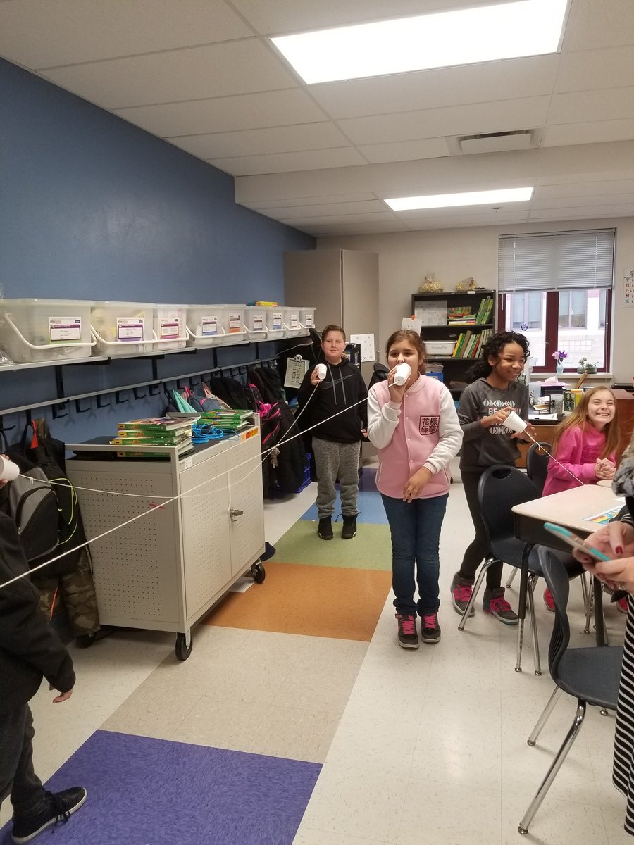 katiewengert4's tweet photo. Exploring sound in our classroom! "Old School" phones #showyourcool https://t.co/i8rdu7qdzI