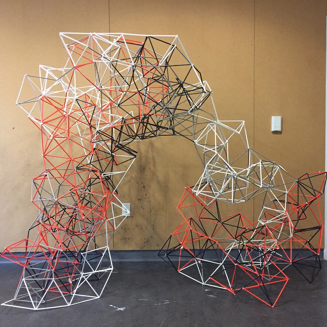 ID_Uarts's tweet photo. Today, Intro to Industrial Design explored building with triangle based 3-D structures using paper straws. When one team was asked how they decided what the structure should look like, they said: "We don't decide at all. We go wherever the straws take us." https://t.co/gZXlcZfoE5