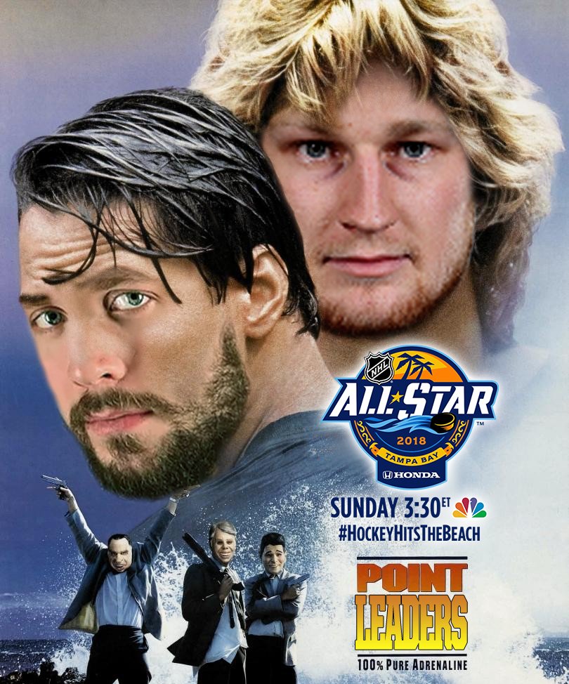 NHL's tweet photo. The @TBLightning's @86Kucherov and Colorado @Avalanche's Nate @Mackinnon9 lead the NHL in points. Time for a break. #HockeyHitsTheBeach https://t.co/P5oMb6q8qA