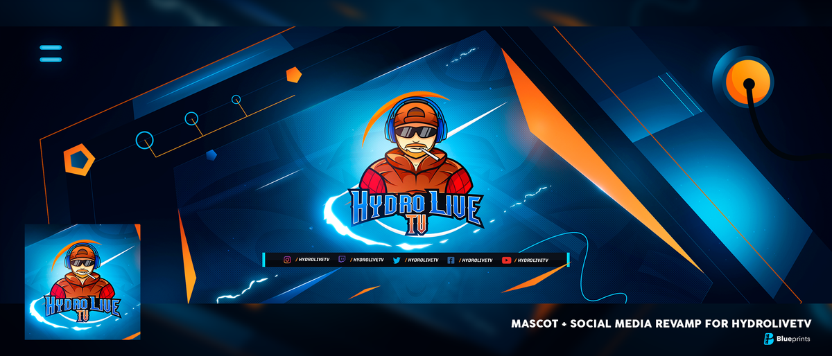 Blueprints's tweet photo. Mascot &amp; social media branding for HydroLiveTV! 🔥

📩 DM or contact@blueprints.cc

Your Brand, Our #Blueprints https://t.co/4aqEVjjg0k