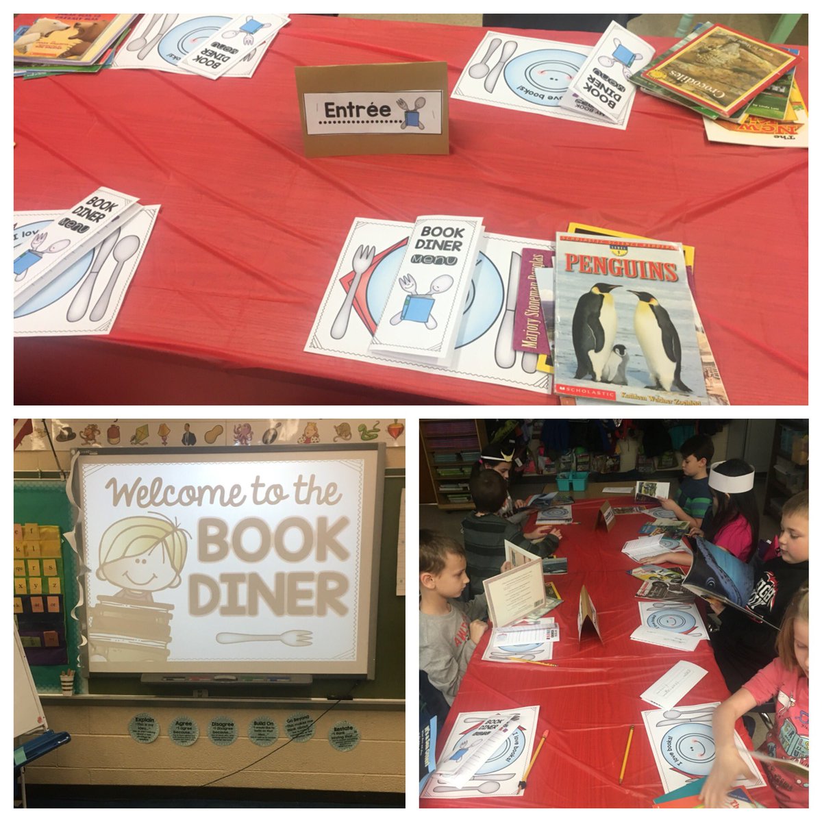 younginkinder's tweet photo. Turned our classroom into Book Diner today! We “tasted” all different nonfiction texts and got to select 4 for our reading bags! #engagement @celprincipal https://t.co/yhHLQBdJLR