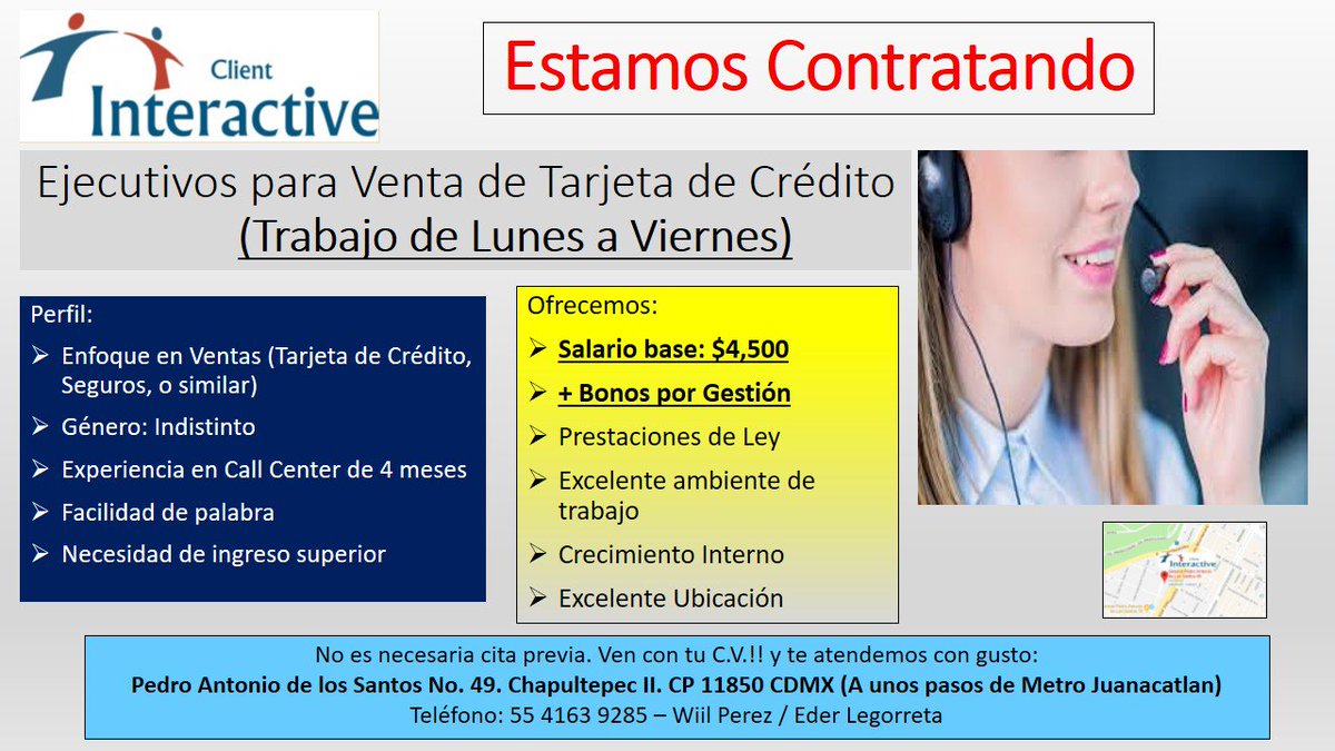CInteractive10's tweet image. Hay trabajo Amigos de la Ciudad de México. Estamos contratando!