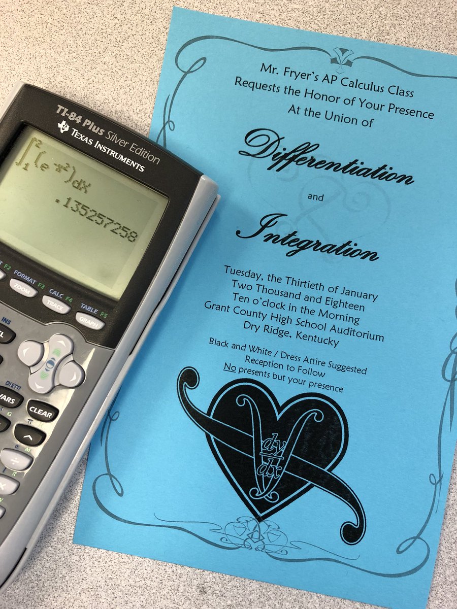cjfryer's tweet photo. Save the date! 👰🏻🤵🏻 #APCalculusWedding #FundamentalTheoremOfCalculus https://t.co/GKjVuCG6yW
