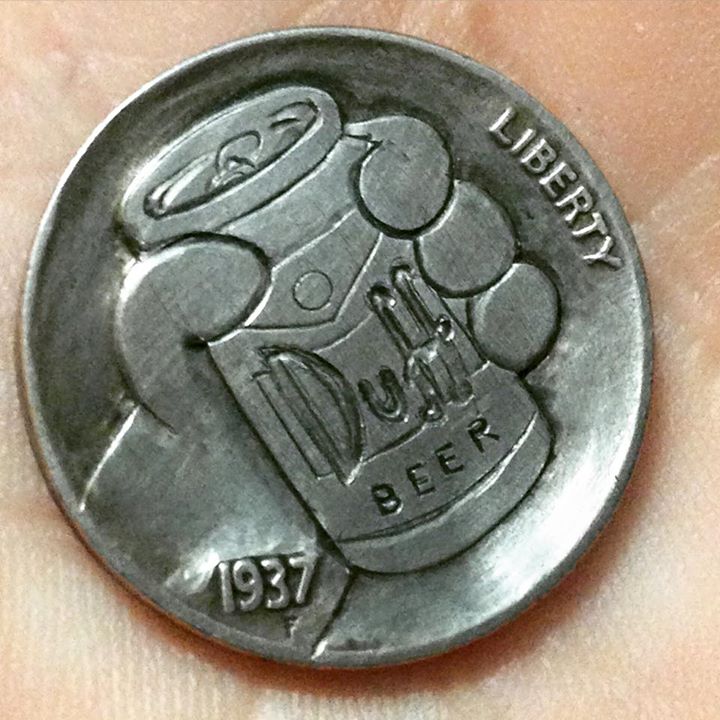 Hobo_Nickel_Soc's tweet photo. #BeerCanAppreciationDay #BeerCanDay #HomerSimpson #Beer So much more than just a breakfast drink #DuffBeer #TheSimpsons
#HoboNickel #CoinCarving by #AdamLeech https://t.co/KmKs4DOfj5