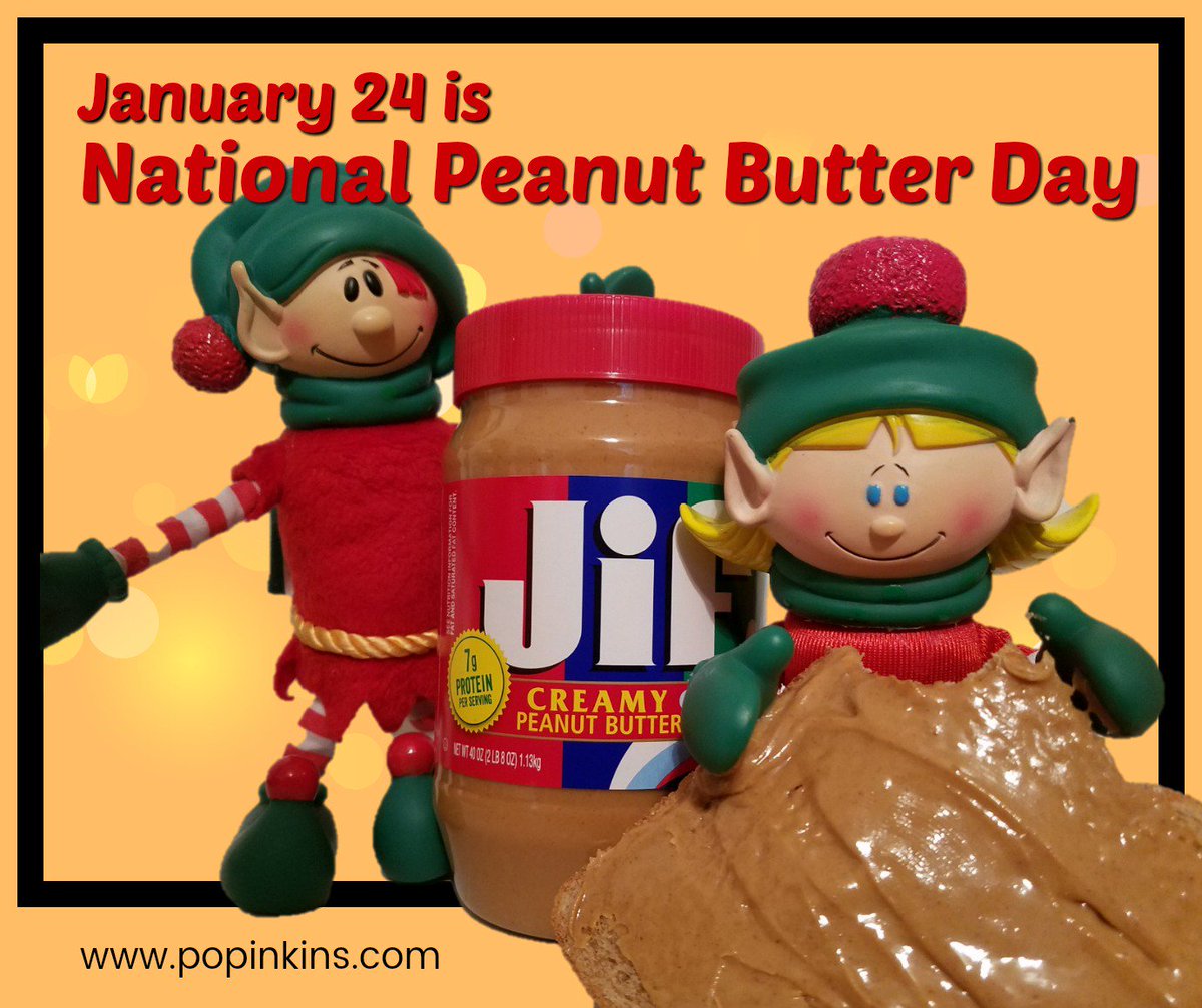 PopInKins's tweet photo. Spread the word.  It's #NationalPeanutButterDay.  Christina Marie Pop-In-Kins prefers smooth peanut butter but Christopher Pop-In-Kins is a "crunchy" elf.  https://t.co/eFoef1kZEo https://t.co/O94Cu7eZv6