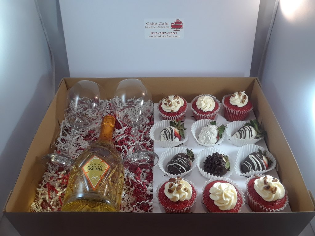 Back by popular demand! Valentine Gift boxes are a great gift for your sweetheart. This delightful combination of sweets will set the mood right. Don't delay give Cake Café a call to place your order (813) 382-1351