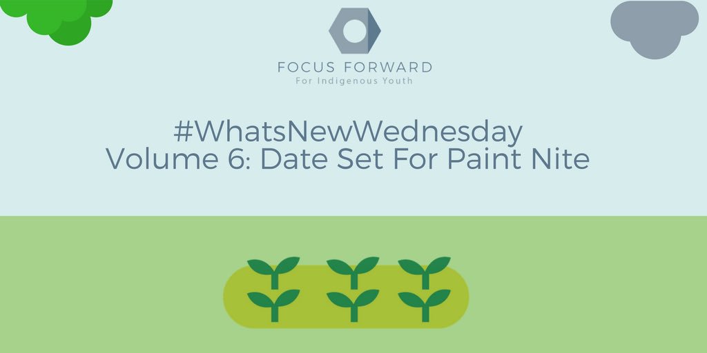 #WhatsNewWednesday Volume #6

The date has been set!!! The team at Focus Forward FIY is pleased to announce the date for our Inaugural event in Toronto is Wednesday, February 28! This event will be a Paint Nite Fundraiser, to raise money for our Montreal Lake Greenhouse Project.