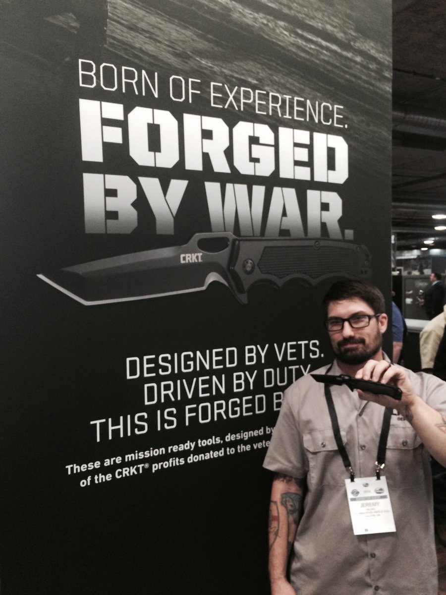 #SHOTShow 2018 - Day 2 - Stop by booth #414 to see new #ForgedByWar designs inc. the RASP by Darrin Sirois and Jeremy Valdez new "Septimo" knife (pictured).

Mission ready tools, designed by warriors, with a portion of the profits donated to the veteran's charity of choice.