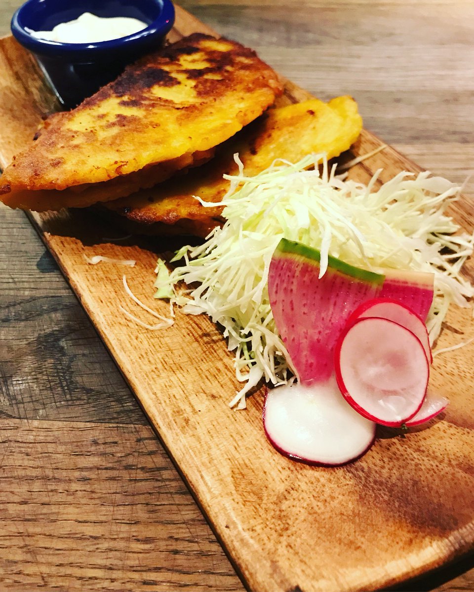 Tacos dorados! Half masa, half sweet potato shells seasoned with jalapeño &amp; chipotle with cumin lime crema. Must enjoy with a Mezcal margarita. #xicopdx