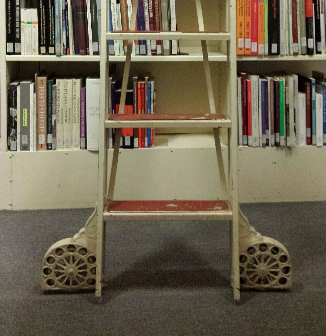 VanArtLibrary's tweet photo. Our vintage ladders @vanartlibrary on this #LibraryShelfieDay Does anyone else have #libraryladders like these? https://t.co/acbWRW9PuI
