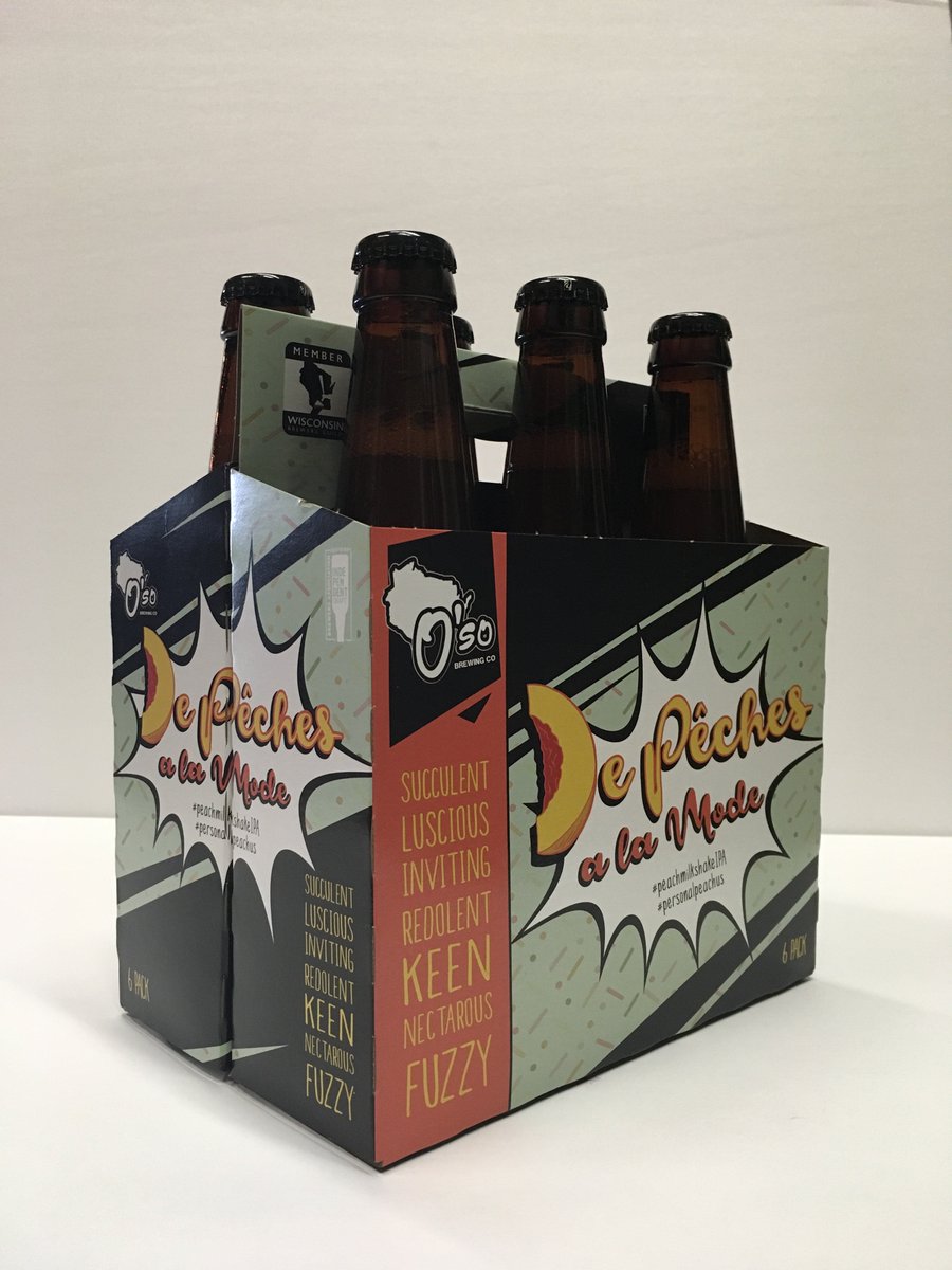 osobrewing's tweet photo. Packaged today, get the new @osobrewing Peach #MilkshakeIPA at our #TapHouse for the #BottleRelease on Saturday! Get yours as early as tomorrow at local liquor stores when you live in #StevensPoint #Plover #WIRapids!

#FuzzyIPA #WIbeer #CraftBeer #CentralWI https://t.co/eCuOE8yFWu