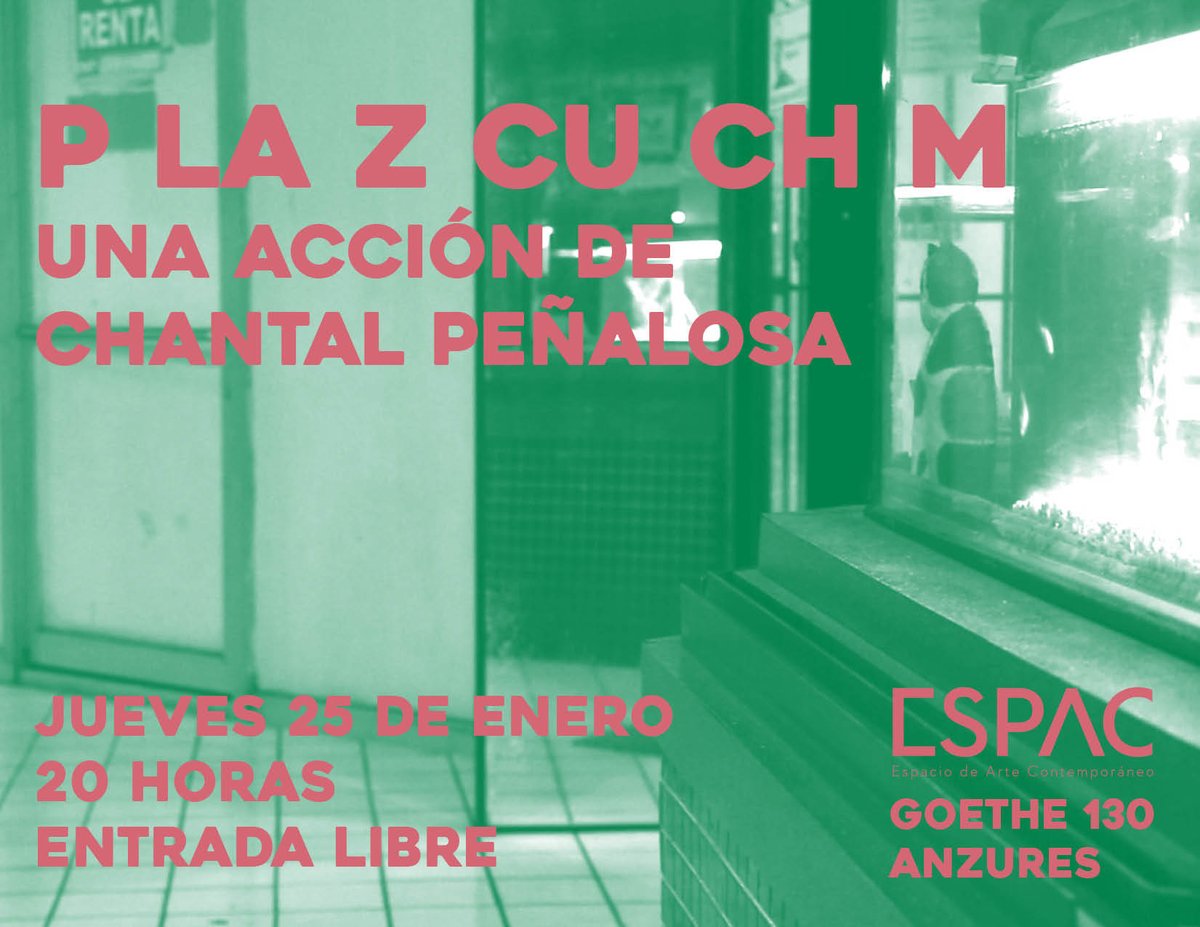 artindf's tweet photo. #Performance: Chantal Peñalosa realizará una acción en @ESPAC_Info como parte del programa de la exposición actual Impresiones del Tiempo.
PLA Z CU CH M
Jueves 25 de enero | 20 hr
#ARTINDF https://t.co/DJxxuKH8ml
