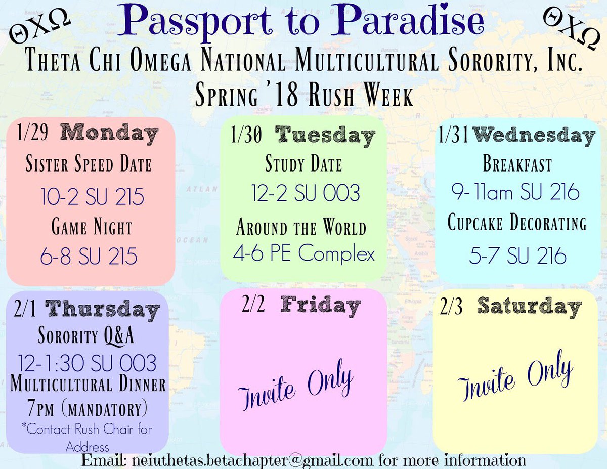 NEIU_TCHIO's tweet photo. Spring break came early! Come join us for our Rush Week “Passport to Paradise” ✈️🏝 #ThetaChiOmega #TChiO #NEIUGreeks #NEIU https://t.co/5pdJcxUGg3