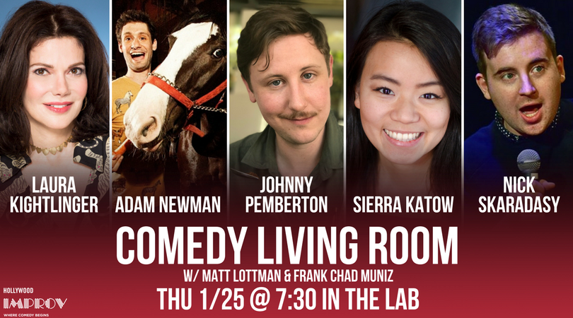 .<a href="/comedylivinroom/">Comedy Living Room</a> is back in #TheLab TMRW! Don't miss <a href="/KingKightlinger/">Laura Kightlinger</a> <a href="/Adam_Newman/">Adam Newman</a> <a href="/johnnypemberton/">Johnny Pemberton</a> <a href="/sierrakatow/">Sierra Katow</a> &amp; <a href="/NickSkardarasy/">Nick Skardarasy</a> 🎟️🎟️bit.ly/2n8bMuE