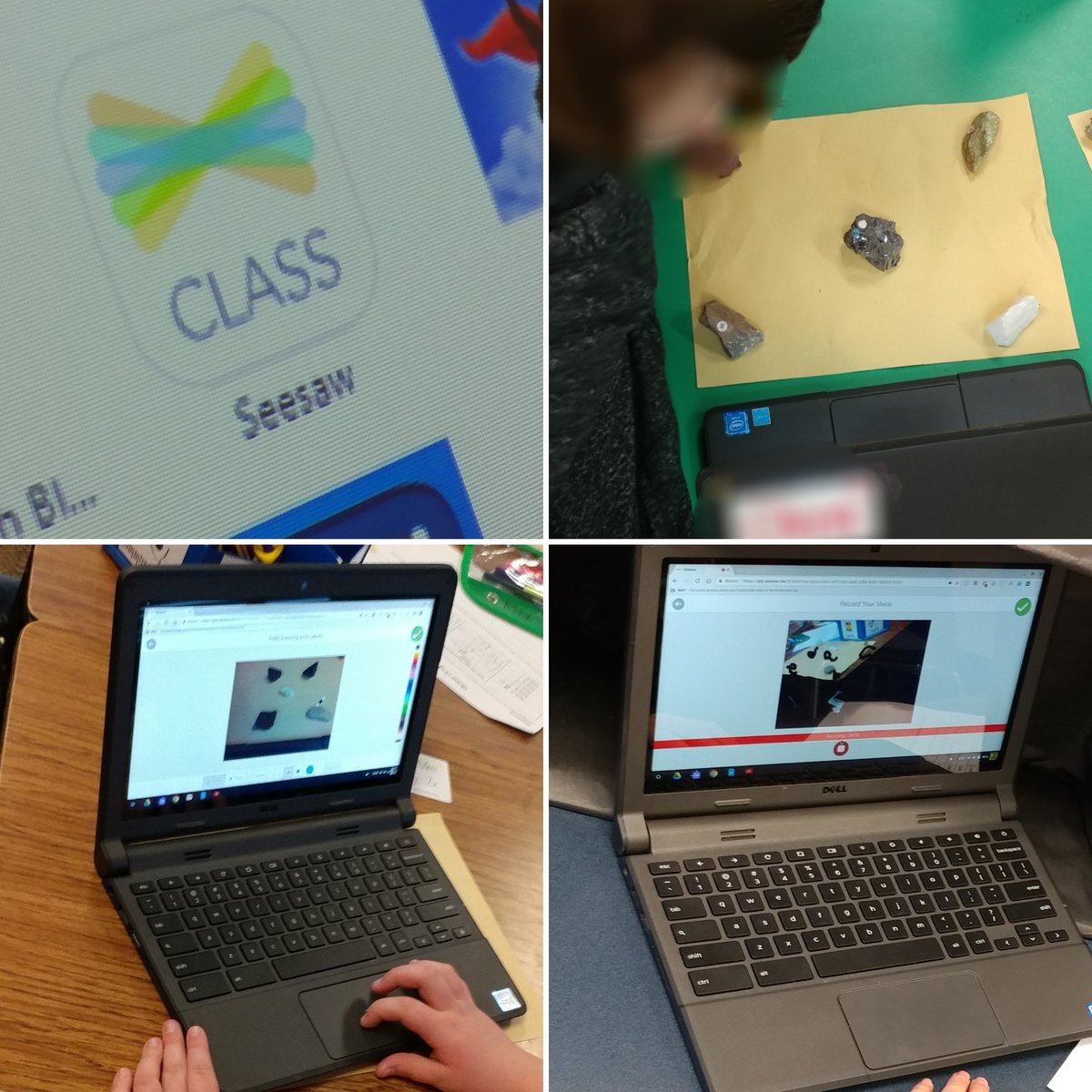 flutterteach's tweet photo. We took our non-tech sorting, describing, measuring rocks and recorded our observations in a tech way-@Seesaw
Open app
Take a picture
Label the rocks
Record your observations
#STEsucceed https://t.co/km8Kr8wjIc